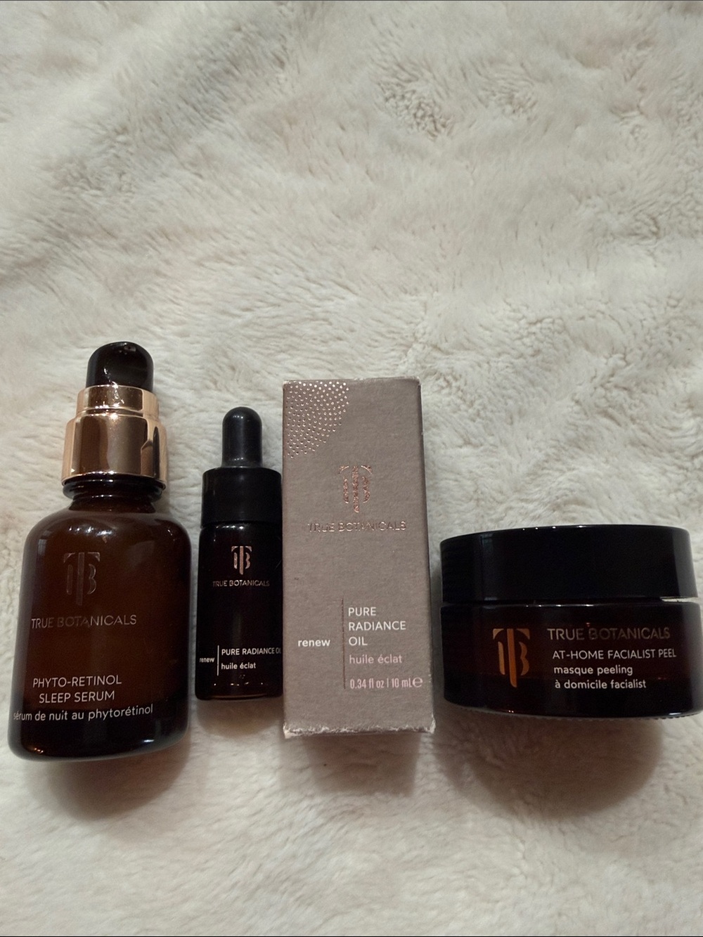 Tru Botanicals Phyto-Retinol Sleep Serum, Pure Radiance Oil, & Facialist Peel